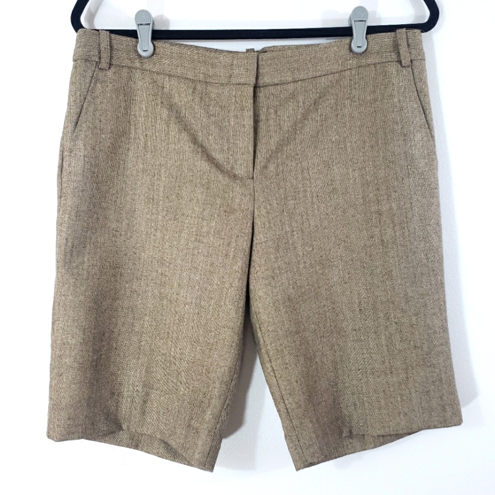 BCBG MAXAZRIA Meg mid rise wool Bermuda long walking shorts